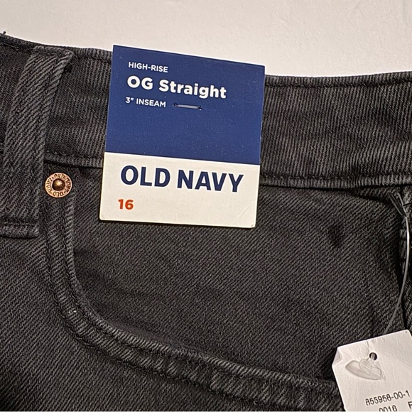 🩳🆕🩳 Old Navy Women’s High-Waisted O.G. Straight Black Denim Shorts~Sz 16 - Picture 8 of 13